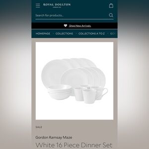 Royal Doulton Gordon Ramsay Maze White 16 Piece Dinner Set, NEW in Box